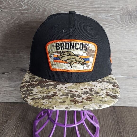 New Era Black Denver Broncos 2021 Salute To Service Trucker 9FIFTY Snapback Hat - Picture 1 of 7